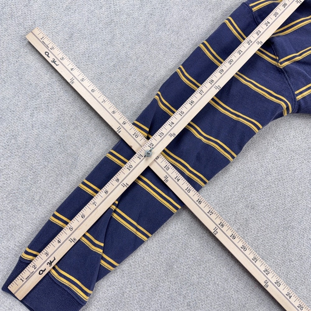 LL Bean Rugby Polo Shirt Men XL Blue Yellow Striped Long Sleeve VTG White Collar - Picture 11 of 12